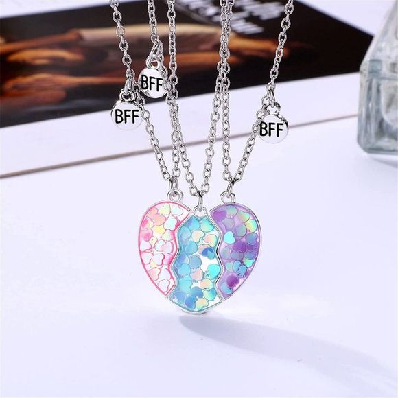 2-3Pcs Cute Half Broken Heart Koala Panda Engraved BFF Pendant Necklace - Picture 1 of 5